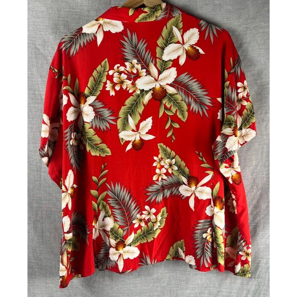 Vintage Two Palms Hawaiian Shirt Women's Size 3XL Button Up Tropical Red - Picture 5 of 5